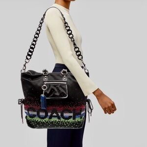 SUPER RARE Limited Edition XL Coach Poppy Rhinestone Spotlight Shoulder Bag  Y2K
